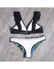 2020 Sexy wzburzyć Bukini stroje kąpielowe bez pleców kobiety nadruk w kropki Bikini zestaw strój kąpielowy letnia kwiecista odz