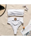 Mossha drążą białe stroje kąpielowe kobieta wysokiej talii bikini 2020 Mujer metalowy pasek na klamrę strój kąpielowy kobiety bi