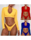 Bikinx z długim rękawem brazylijskie bikini wysokie cięcie biały strój kąpielowy stringi stroje kąpielowe kobiety kąpiących mikr
