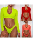 Bikinx z długim rękawem brazylijskie bikini wysokie cięcie biały strój kąpielowy stringi stroje kąpielowe kobiety kąpiących mikr