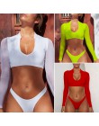 Bikinx z długim rękawem brazylijskie bikini wysokie cięcie biały strój kąpielowy stringi stroje kąpielowe kobiety kąpiących mikr