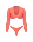 Bikinx z długim rękawem brazylijskie bikini wysokie cięcie biały strój kąpielowy stringi stroje kąpielowe kobiety kąpiących mikr