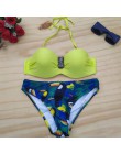 2020 seksowne Bikini kobiety strój kąpielowy Push Up stroje kąpielowe ananas bandaż Halter Bandeau Bikini Set strój kąpielowy st