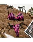 String bandaż kostium kąpielowy kobieta kostium kąpielowy damski nadruk zwierzęta 3 kawałki bikini set 2020 Sexy różowy neon str