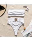 Mossha drążą białe stroje kąpielowe kobieta wysokiej talii bikini 2020 Mujer metalowy pasek na klamrę strój kąpielowy kobiety bi
