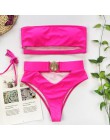 Mossha drążą białe stroje kąpielowe kobieta wysokiej talii bikini 2020 Mujer metalowy pasek na klamrę strój kąpielowy kobiety bi