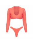 Bikinx z długim rękawem brazylijskie bikini wysokie cięcie biały strój kąpielowy stringi stroje kąpielowe kobiety kąpiących mikr