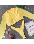 Bikinx z długim rękawem brazylijskie bikini wysokie cięcie biały strój kąpielowy stringi stroje kąpielowe kobiety kąpiących mikr