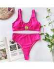 Mossha drążą białe stroje kąpielowe kobieta wysokiej talii bikini 2020 Mujer metalowy pasek na klamrę strój kąpielowy kobiety bi