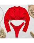 Bikinx z długim rękawem brazylijskie bikini wysokie cięcie biały strój kąpielowy stringi stroje kąpielowe kobiety kąpiących mikr