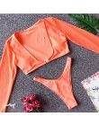 Bikinx z długim rękawem brazylijskie bikini wysokie cięcie biały strój kąpielowy stringi stroje kąpielowe kobiety kąpiących mikr