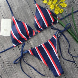 Hirigin Striped kobiety stroje kąpielowe kobiety bandaż Push Up wyściełany Imbottito Reggiseno Bikini Set gorący strój kąpielowy