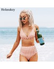 Plaid Bikini Set 2020 Sexy stałe Bikini strój kąpielowy kobiety wysoka talia stroje kąpielowe strój kąpielowy Biquini brazylijsk