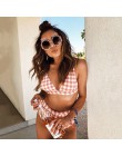 Plaid Bikini Set 2020 Sexy stałe Bikini strój kąpielowy kobiety wysoka talia stroje kąpielowe strój kąpielowy Biquini brazylijsk