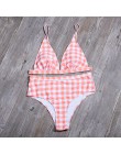 Plaid Bikini Set 2020 Sexy stałe Bikini strój kąpielowy kobiety wysoka talia stroje kąpielowe strój kąpielowy Biquini brazylijsk