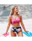 CUPSHE różowe i kwiatowe bikini we wzory zestawy Sexy Lace Up wyściełane kubki strój kąpielowy strój kąpielowy dwuczęściowy kobi