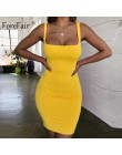 Forefair Spaghetti Strap Sexy Bodycon sukienka lato żółty Neon zielony czarny pomarańczowy elegancki bez rękawów Mini krótka suk