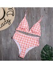 Plaid Bikini Set 2020 Sexy stałe Bikini strój kąpielowy kobiety wysoka talia stroje kąpielowe strój kąpielowy Biquini brazylijsk