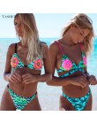 Seksowny nadruk bikini 2019 kobiety strój kąpielowy potargane stroje kąpielowe kobiet Halter kostium kąpielowy na plaży nosić br