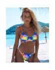 Seksowny nadruk bikini 2019 kobiety strój kąpielowy potargane stroje kąpielowe kobiet Halter kostium kąpielowy na plaży nosić br
