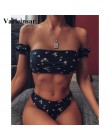 2020 Floral Bikini z odkrytymi ramionami damski strój kąpielowy kobiety stroje kąpielowe dwuczęściowy zestaw Bikini średnio wyso