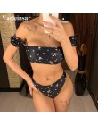 2020 Floral Bikini z odkrytymi ramionami damski strój kąpielowy kobiety stroje kąpielowe dwuczęściowy zestaw Bikini średnio wyso