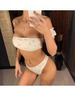 2020 Floral Bikini z odkrytymi ramionami damski strój kąpielowy kobiety stroje kąpielowe dwuczęściowy zestaw Bikini średnio wyso