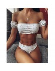 2020 Floral Bikini z odkrytymi ramionami damski strój kąpielowy kobiety stroje kąpielowe dwuczęściowy zestaw Bikini średnio wyso