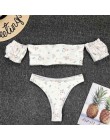 2020 Floral Bikini z odkrytymi ramionami damski strój kąpielowy kobiety stroje kąpielowe dwuczęściowy zestaw Bikini średnio wyso