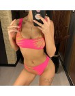 2020 Floral Bikini z odkrytymi ramionami damski strój kąpielowy kobiety stroje kąpielowe dwuczęściowy zestaw Bikini średnio wyso
