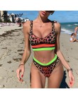 Leopard kostium kąpielowy damski Push up bikini 2020 mujer Patchwork strój kąpielowy przepuszczalność stroje kąpielowe kobiety l