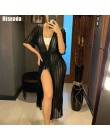 Riseado 2020 Pareo tunika plażowa osłona do Bikini Ups długa plaża sukienka stroje kąpielowe pół rękawa strój kąpielowy Sexy kos