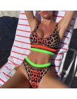 Leopard kostium kąpielowy damski Push up bikini 2020 mujer Patchwork strój kąpielowy przepuszczalność stroje kąpielowe kobiety l