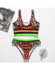 Leopard kostium kąpielowy damski Push up bikini 2020 mujer Patchwork strój kąpielowy przepuszczalność stroje kąpielowe kobiety l