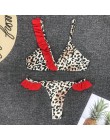 Bikini z wysoką talią 2019 Mujer czerwony lampart seksowne stringi brazylijskie Bikini Push Up stroje kąpielowe strój kąpielowy 