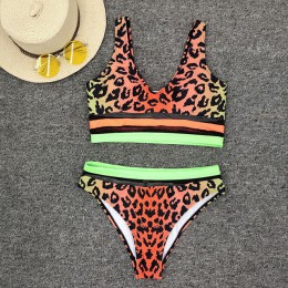 Leopard kostium kąpielowy damski Push up bikini 2020 mujer Patchwork strój kąpielowy przepuszczalność stroje kąpielowe kobiety l
