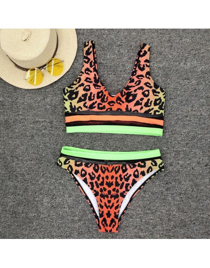 Leopard kostium kąpielowy damski Push up bikini 2020 mujer Patchwork strój kąpielowy przepuszczalność stroje kąpielowe kobiety l