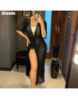 Riseado 2020 Pareo tunika plażowa osłona do Bikini Ups długa plaża sukienka stroje kąpielowe pół rękawa strój kąpielowy Sexy kos
