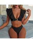 Peachtan Vintage solidny biały bikini set 2020 strój kąpielowy z falbanką kobiet pas stroje kąpielowe kobiety Push up bikini kąp