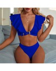 Peachtan Vintage solidny biały bikini set 2020 strój kąpielowy z falbanką kobiet pas stroje kąpielowe kobiety Push up bikini kąp