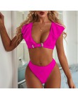 Peachtan Vintage solidny biały bikini set 2020 strój kąpielowy z falbanką kobiet pas stroje kąpielowe kobiety Push up bikini kąp