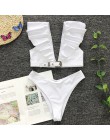 Peachtan Vintage solidny biały bikini set 2020 strój kąpielowy z falbanką kobiet pas stroje kąpielowe kobiety Push up bikini kąp