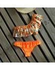 Bikini 2020 strój kąpielowy na jedno ramię wzburzyć stroje kąpielowe kobiety liść drukuj strój kąpielowy dla kobiet Sexy biquini