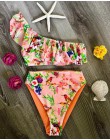 Bikini 2020 strój kąpielowy na jedno ramię wzburzyć stroje kąpielowe kobiety liść drukuj strój kąpielowy dla kobiet Sexy biquini