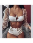 Z długim rękawem kobieta bikini 2020 mujer kąpiących biały strój kąpielowy stroje kąpielowe bandeau kobiety Sexy brazylijski str