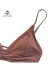 CUPSHE Brown sznurowane zestawy Bikini kobiety trójkąt średnio wysoka talia dwa kawałki stroje kąpielowe 2020 dziewczyna zwykły 
