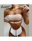 Seksowne bikini push up stroje kąpielowe bandeau 2020 kobiet wzór w cętki strój kąpielowy kobiety tassel strój kąpielowy kąpiący