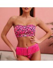 Seksowne bikini push up stroje kąpielowe bandeau 2020 kobiet wzór w cętki strój kąpielowy kobiety tassel strój kąpielowy kąpiący