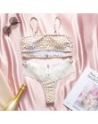 Seksowne bikini push up stroje kąpielowe bandeau 2020 kobiet wzór w cętki strój kąpielowy kobiety tassel strój kąpielowy kąpiący