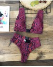 Klamra bikini wysokie w talii 2020 afrykańskie stroje kąpielowe kobiety strój kąpielowy Sexy czerwony nadruk węża strój kąpielow